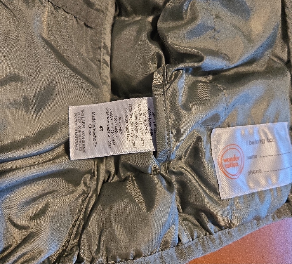 2 Size 4T Wonder Nation Puffer Jackets - Moss Green And Goldenrod - Picture 4 of 10